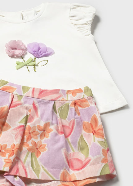 Conjunto Bermuda Flores Y Camiseta Mayoral
