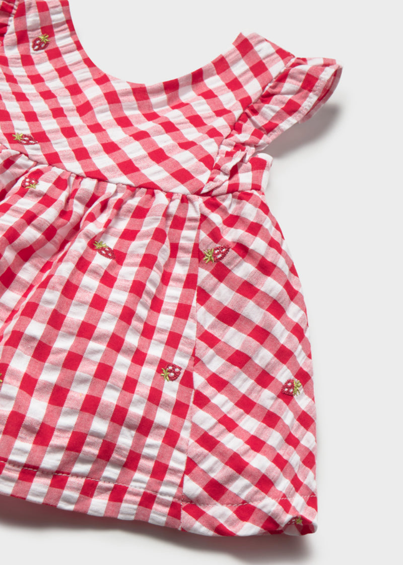 Vestido Con Cubre pañal Rojo Cuadros Mayoral