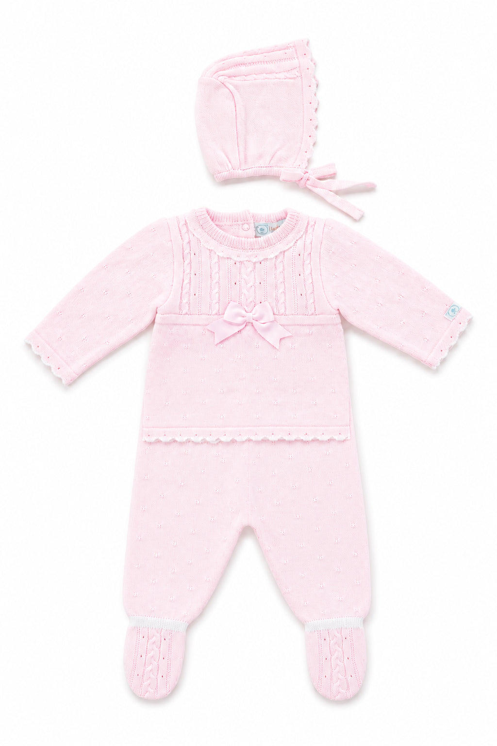 Set primer día tejido rosa – Bebita (5650)