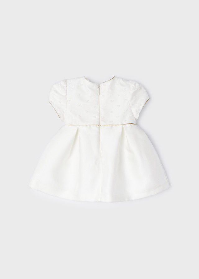 Vestido de ceremonia para bebé niña marfil con flores decorativas – MayoraL