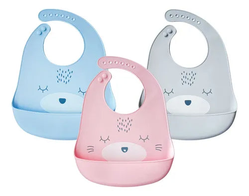 Babero de silicona para bebé con bolsillo
