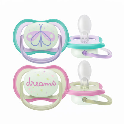 Chupa Avent ultra air nocturna 0-6 meses pack x2