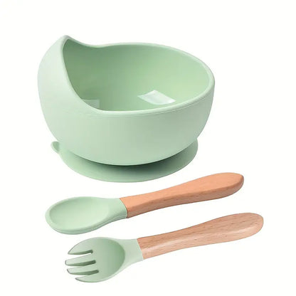 Set de plato y cubiertos en silicona
