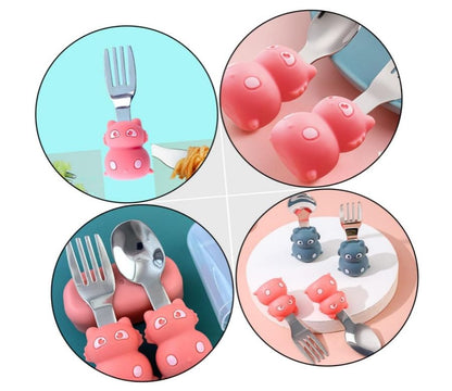 Cubiertos metálicos con mango de silicona