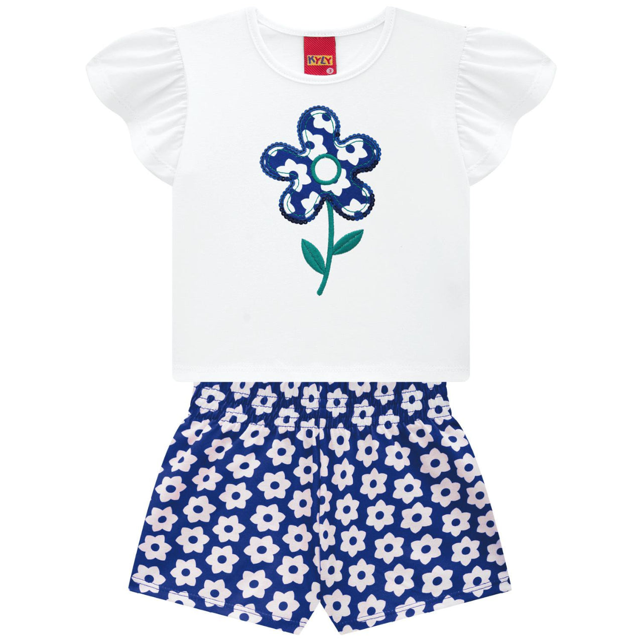 Conjunto infantil short estampado flores KYLY
