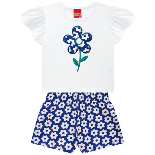 Conjunto infantil short estampado flores KYLY