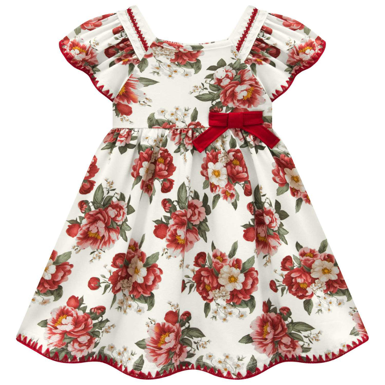 Vestido flores para niña con lazo Milon