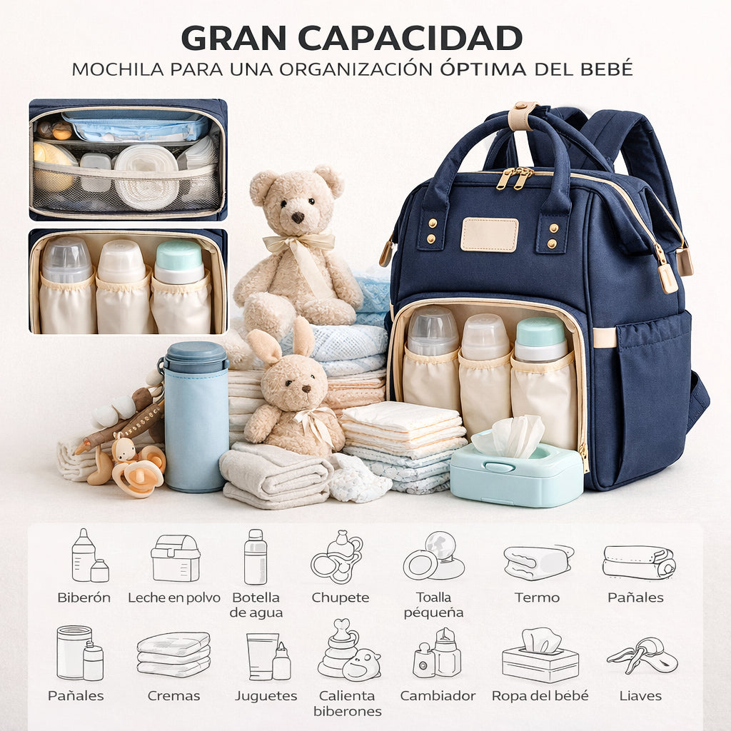 Pañalera multifuncional para bebé