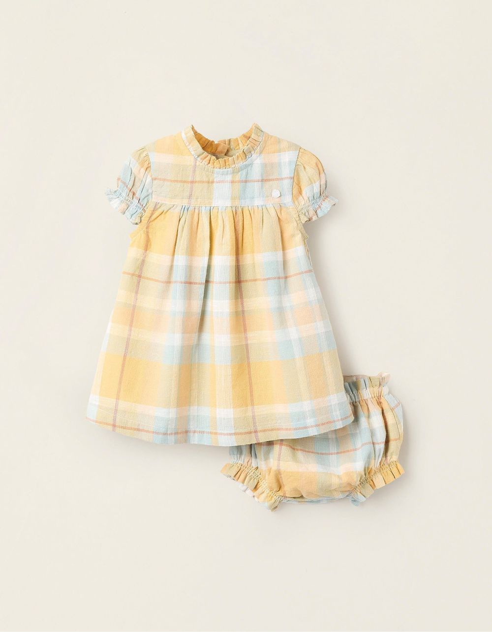 Vestido Cuadros Mostaza