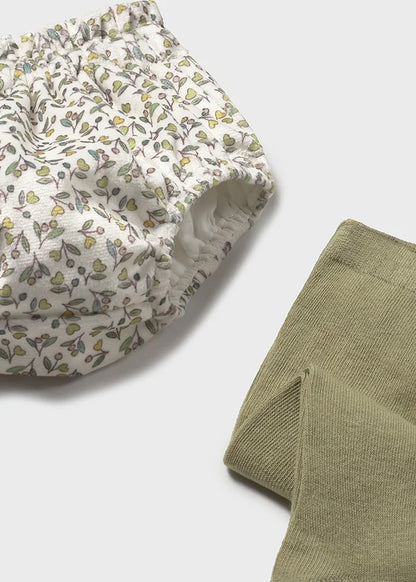 Conjunto 3 Pzs Buso Tejido-Media Pantalón-Bombacho Color Verde