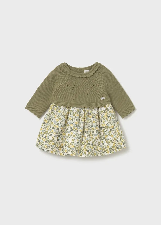 Vestido Con Tejido Verde