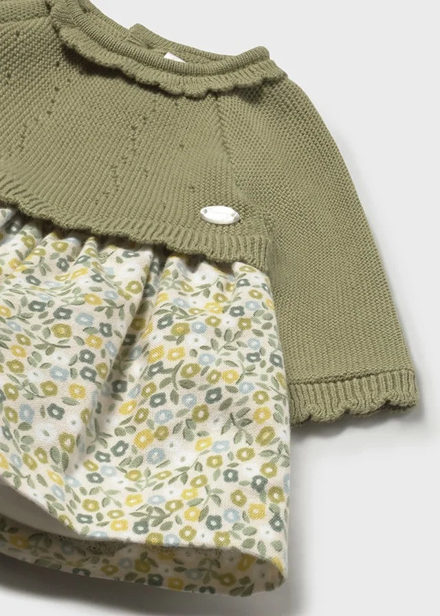 Vestido Con Tejido Verde