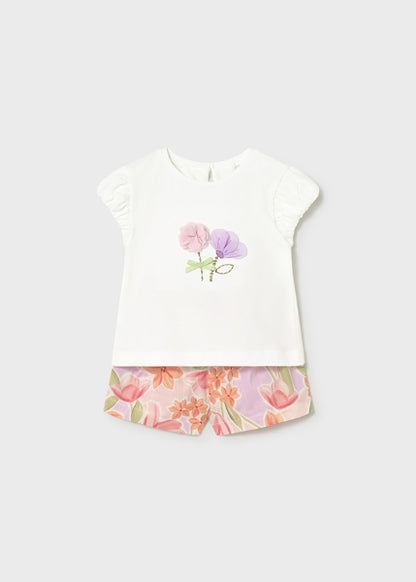Conjunto Bermuda Flores Y Camiseta Mayoral