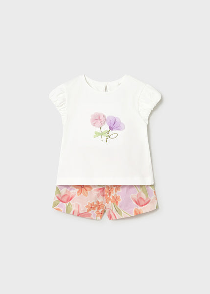 Conjunto Bermuda Flores Y Camiseta Mayoral
