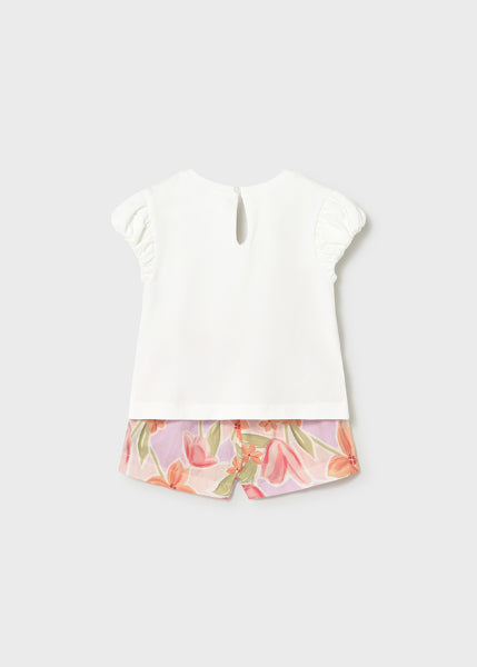 Conjunto Bermuda Flores Y Camiseta Mayoral