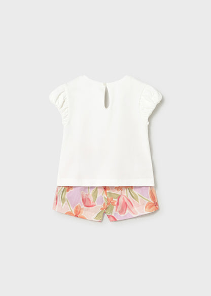 Conjunto Bermuda Flores Y Camiseta Mayoral