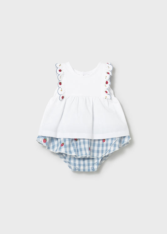 Conjunto Falda Cuadros Y Camiseta  Azul Mayoral