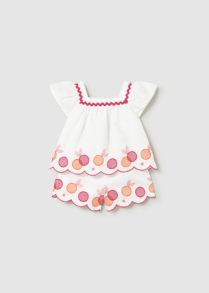 Conjunto Bermuda Y Blusa Bordados Mayoral