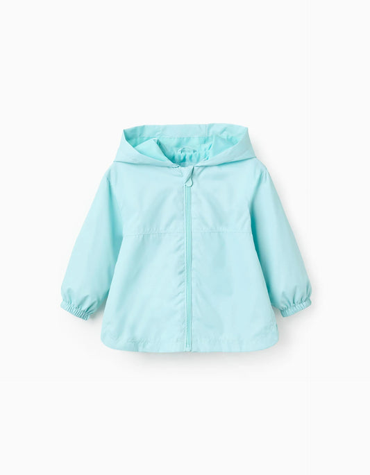 Chaqueta rompevientos con capucha para bebé niña – Aguamarina