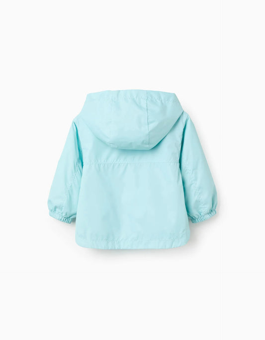 Chaqueta rompevientos con capucha para bebé niña – Aguamarina