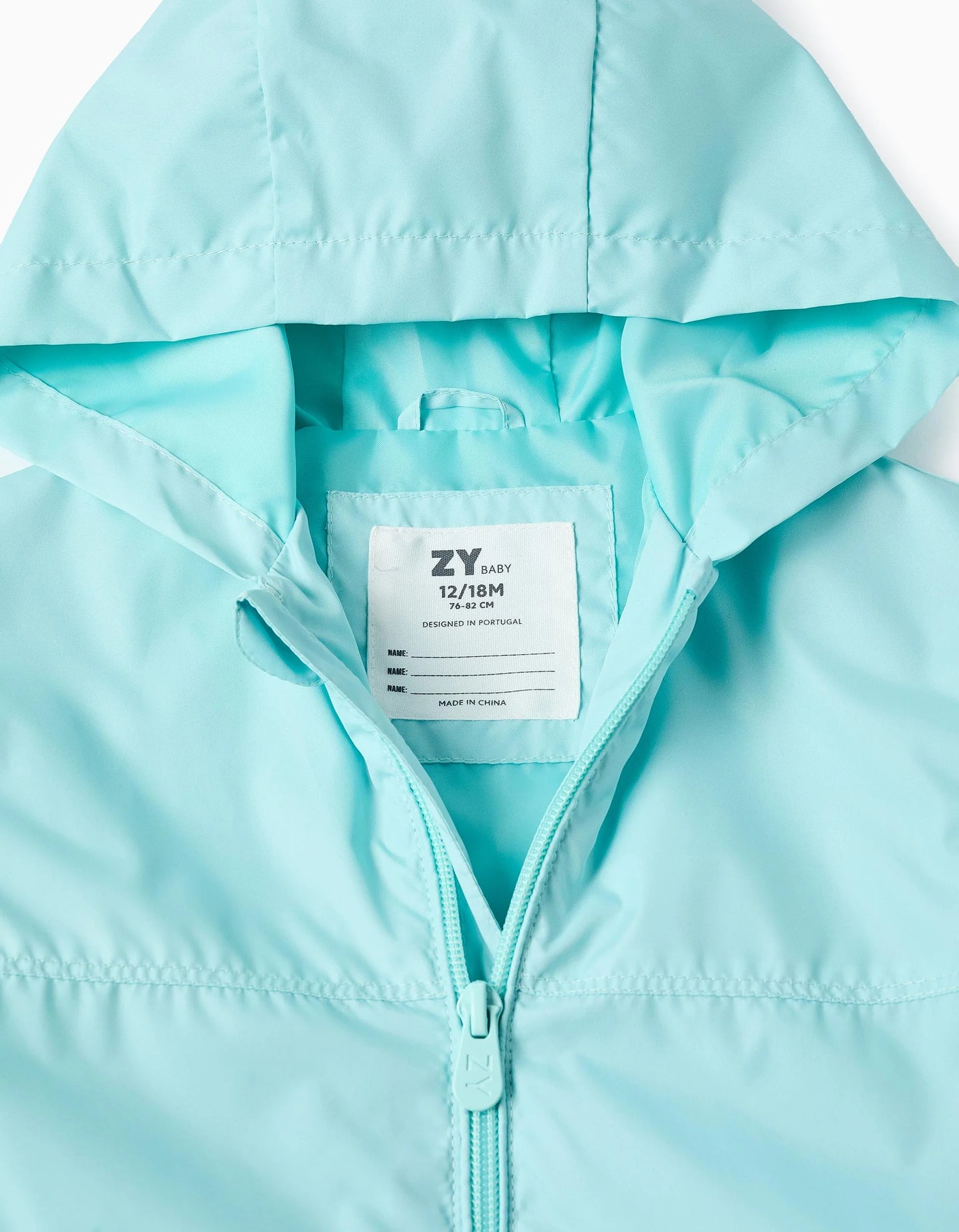 Chaqueta rompevientos con capucha para bebé niña – Aguamarina