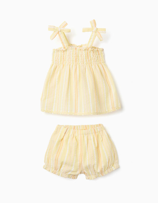 Conjunto con short para bebé niña – Amarillo