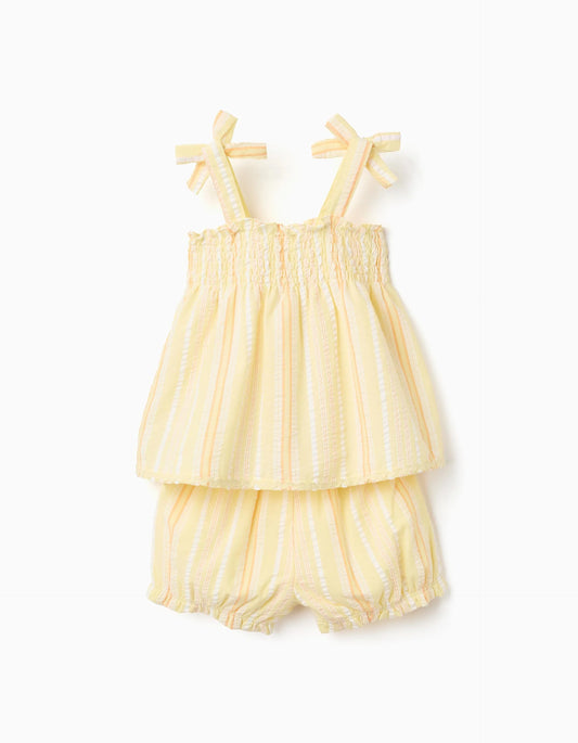 Conjunto con short para bebé niña – Amarillo