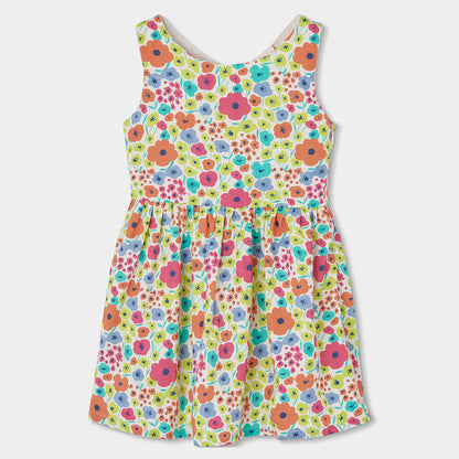 Vestido Niña Satn Estampado Flores