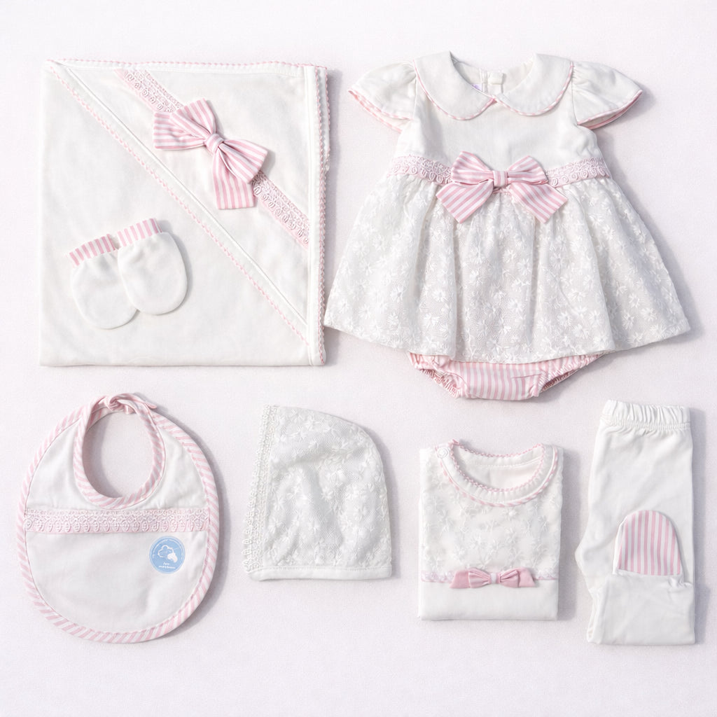 Set primer día blanco y rosa – Bebe Feliz
