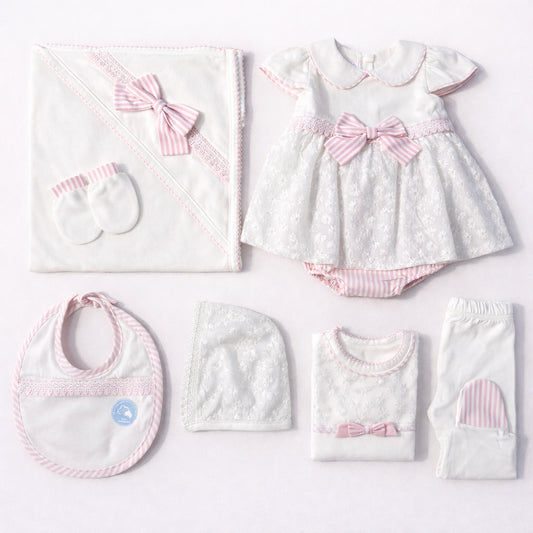 Set primer día blanco y rosa – Bebe Feliz