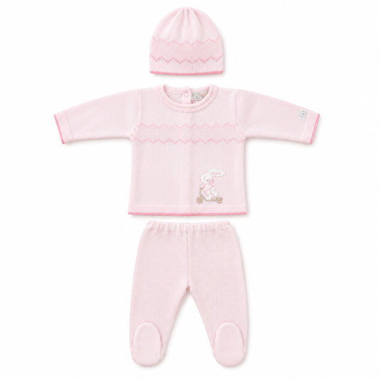Set primer día tejido rosa – Bebita