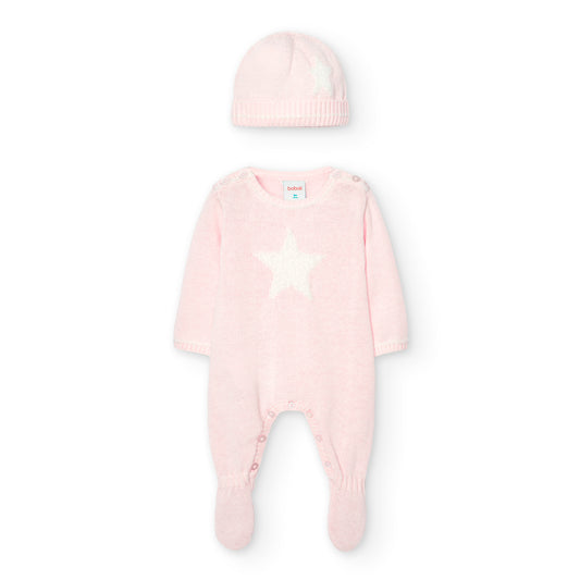 Mameluco tejido rosado para bebé niña con estrella y gorro – Boboli