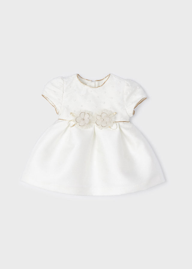 Vestido de ceremonia para bebé niña marfil con flores decorativas – MayoraL