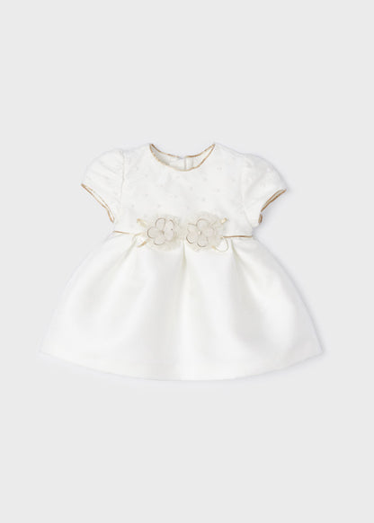 Vestido de ceremonia para bebé niña marfil con flores decorativas – MayoraL