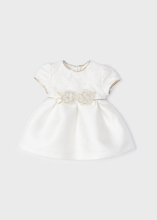 Vestido de ceremonia para bebé niña marfil con flores decorativas – MayoraL