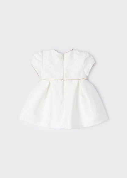 Vestido de ceremonia para bebé niña marfil con flores decorativas – MayoraL