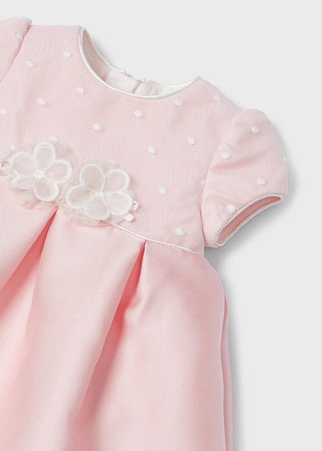 Vestido de ceremonia para bebé niña marfil con flores decorativas – MayoraL