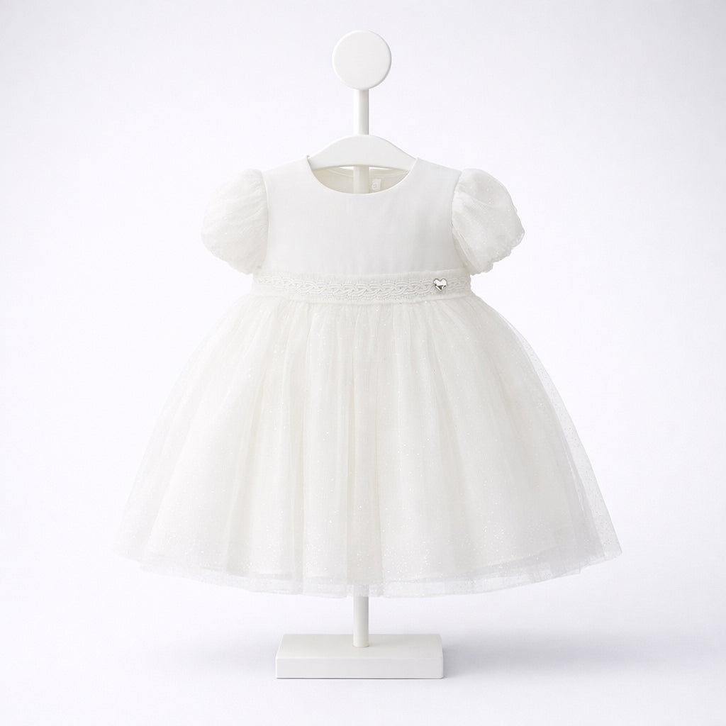 Vestido para bebé niña marfil con tul brillante Mayoral