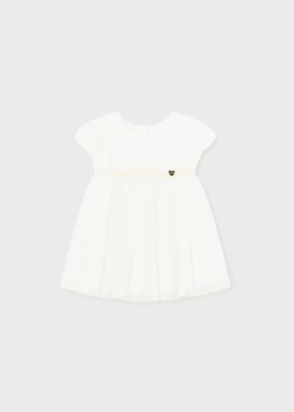 Vestido para bebé niña marfil con tul brillante Mayoral