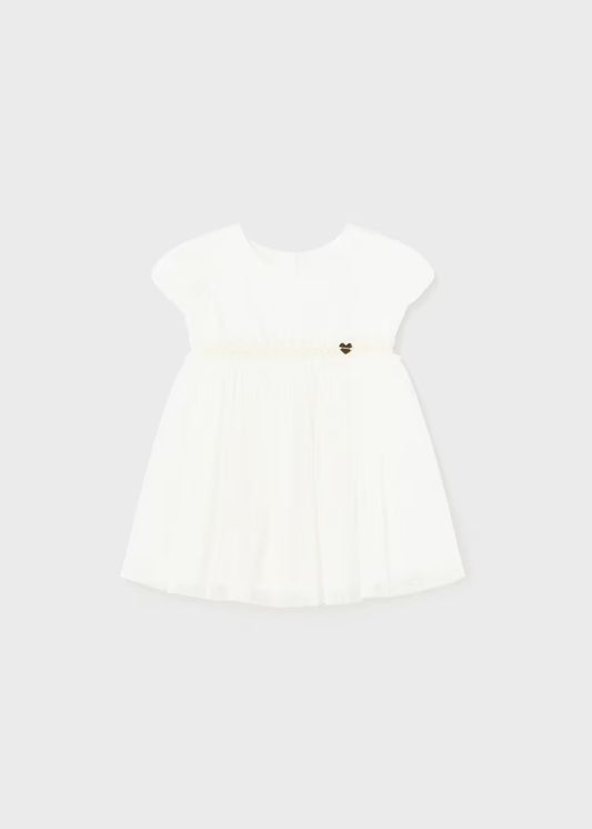 Vestido para bebé niña marfil con tul brillante Mayoral