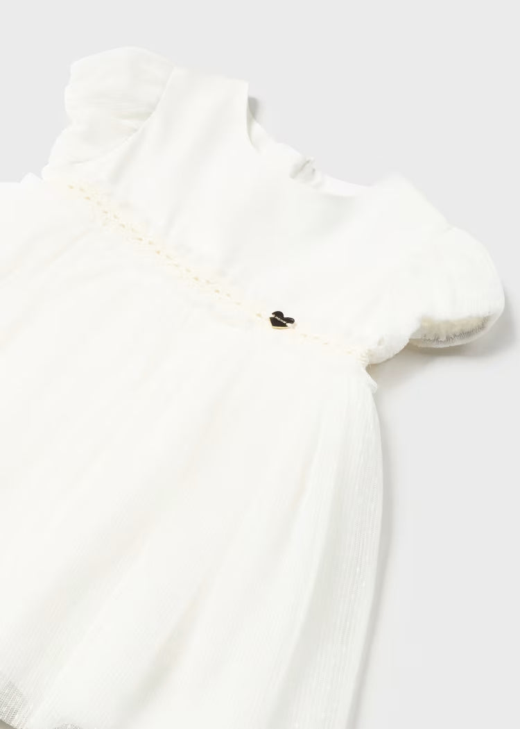 Vestido para bebé niña marfil con tul brillante Mayoral