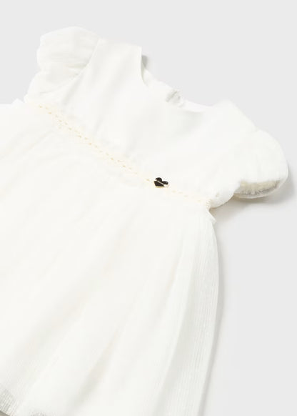 Vestido para bebé niña marfil con tul brillante Mayoral