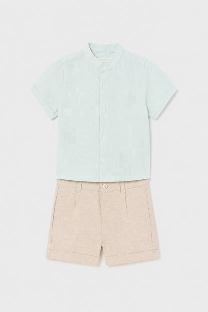 Conjunto de camisa verde agua y bermuda beige para niño – Mayoral