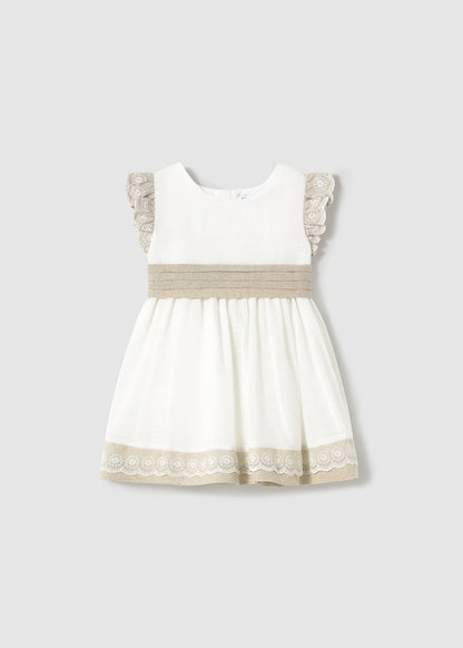 Vestido para bebé niña marfil de manga corta Mayoral