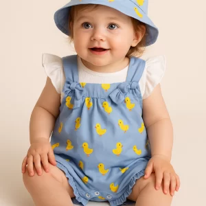 Conjunto De Overol Con Pava Para Bebe