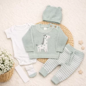 Set primera puesta bebé jirafa tejido