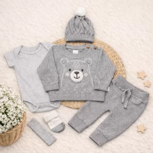 Set primera puesta bebé Osito tejido hipoalergénico